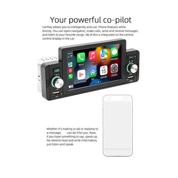 1 Din 5-инчов авто радио стерео Bluetooth MP5 плейър с тъчскрийн за Apple CarPlay Android Auto TF USB FM