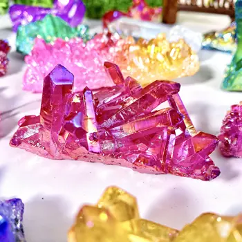 1 бр. Висококачествена цветна аура, група от естествени кристали, Бижута от скъпоценни камъни, блясък, лечебен кристал, подарък за рожден ден