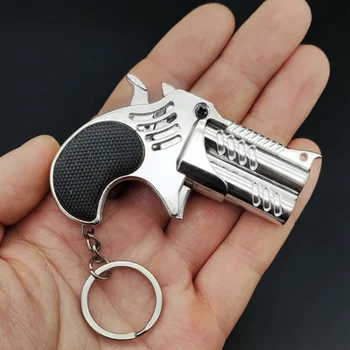 1 бр. Мини-окачване EDC Metal Delinger, сгъваема дъвка, пистолет Keychian Toys, 6-зарядно устройство ще захранване на дъвка, мек еластичен пистолет, подарък играчка