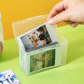 1 бр. Прозрачна пластмасова кутия за съхранение на Фотокарточек, Органайзер за събиране на по-малки карти, кутия за съхранение, настолен органайзер, кутия за канцеларски материали