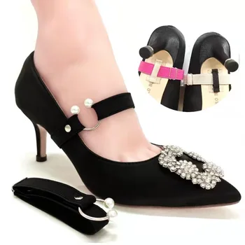 1 Чифт женски колан за обувки, обикновен ремък, високи еластични въжета за обувки, за да се запази обувки на висок ток, панделка за момичета