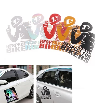15x11 см Забавни автомобилни стикери Стикер Respect Biker за колоездачи Стикер за автомобил, мотоциклет Винил 3D стикери и отличителни знаци на