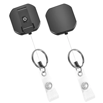 2 опаковане на по-малки сверхмощных повдигащи притежателите на бейджей, преобръщане на притежателите за самоличност със скоба за колан с халка за ключове за номинална карта, ключодържател