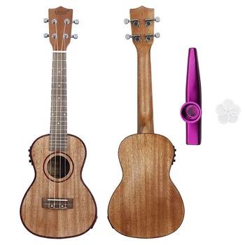 24-Инчов ukulele ukulele Сапеле Электрогитарара ukulele 4-Струнен ukulele с Каишка за Тунер Capo Strings Parts