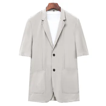 2885-R - Suit лятна яке от естествена коприна тутового дърво за мъже, свободен костюм от коприна лед за възрастните хора
