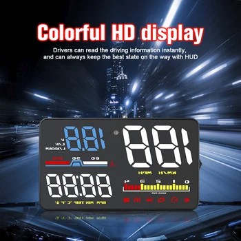 AD D5000 OBD2 Главоболие Дисплей за Автомобил за измерване на скоростта Измерител на Проектора на Предното стъкло при Температура на Водата Напрежение Оборотомер Алармена система за Превишаване на Скоростта