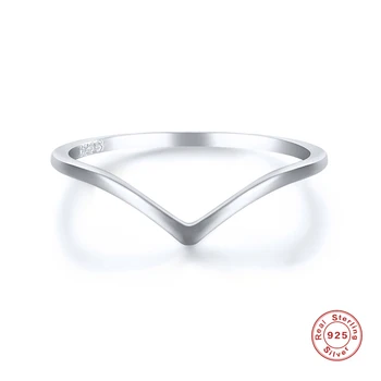 Aide 925 Сребро Минималистичные пръстени, V-образна форма са за жени, Противоаллергенные, прости, тънки, наращиваемые пръстени, украса за сватбени партита