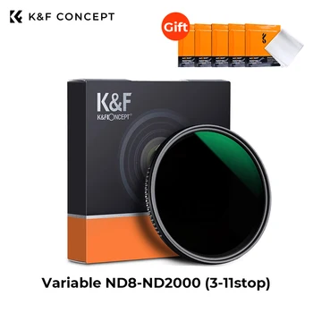 K & F Concept Филтър променлива неутрална плътност ND8-ND2000 (3-11stop) с 24-слойным Водоустойчив покритие и кърпа за почистване от 5 бр.