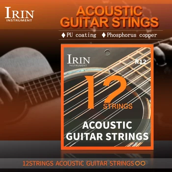 KRUSU R12 12-струнни струни за фолк-китари от фосфорна бронз с антиоксидантна полиуретанова боя с покритие Струни за акустична китара, Аксесоари за фолк-китара резервни Части
