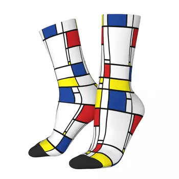Mondrian Minimalist De Stijl Модерен художествен модел кв. чорапи Мъжки и Женски Пролетта чорапи от полиестер