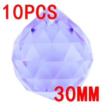 Nobal Lilac 10шт 30 мм Кристални топки-призми, Стъклени висулки-полилеи, Фасетиран Кристал топка Фън шуй За декорация на дома