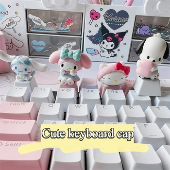 Sanrio Kawaii Cinnamorol Keycaps Механични Шапки За клавиатура Hello Kitty Pochacco Mx Ос Персонализирани Карикатура Esc Сам Key Cap Играта