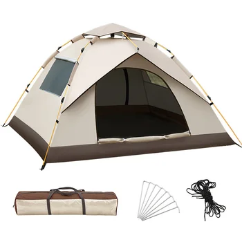Автоматична Кемпинговая Палатка На 1-2/3-4 Човека, Черно Покритие, Анти-UV Тенти, Външни Изскачащи Непромокаеми Палатки За Пътуване, Туризъм
