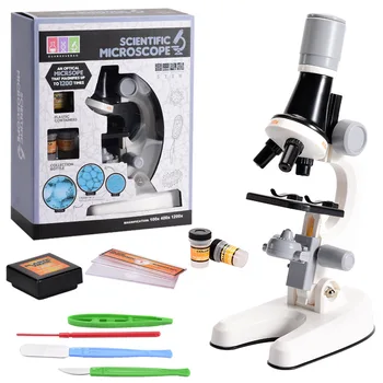 Детски Микроскоп Биологичен 100/400/1200x LED Лаборатория Училищен Изследователски Експериментален Комплект Образователни, Научни Играчки, Детски Подаръци на Учените