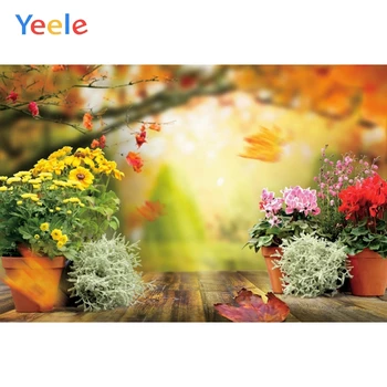 Дървени подове с есенното цвете, Винил фона на портрет на новородено бебе, Фотографски фонове, Снимков фон за фото студио
