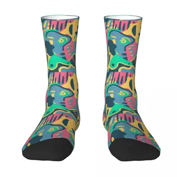 Забавни Геометрични Чорапи С Графити, Модни Чорапи в стил Ретро, Дамски Чорапи Дишащи За Скейтборд, Зимни Графични Мини Чорапи
