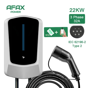 Зарядно устройство AFAX EV 32A За електрически превозни средства Зарядно за Кола EVSE Wallbox Wallmount 7,6 /11 /22 кВт Кабел Type2 IEC62196 APP Control