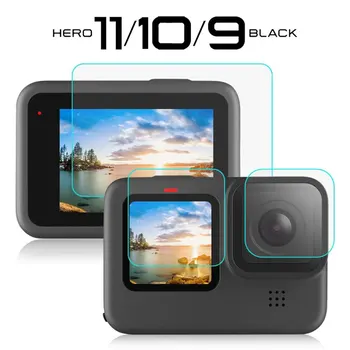 Защитно Покритие На Екрана От Закалено Стъкло За GoPro Hero 11 10 9 Черен Обектив Спортна Екшън Камера Защитно Фолио Калъф Аксесоари
