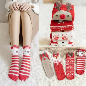 Коледни чорапи, детски есенни и зимни дамски чорапи, японски памучни чорапи, дамски чорапи с анимационни лосем