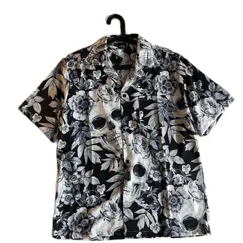 лятна мъжка риза с къс ръкав и цветна принтом на черепа, големи размери на 8XL 68, специални ризи в японски стил ретро