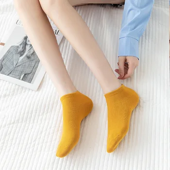 Модни дамски памучни къси чорапи с ниска тапицерия, стил INS, за студенти, за момичета, монофонични цвят