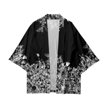 Модни Кимоно с флорални принтом За мъже и жени Японски Жилетка Харадзюку Традиционен Cosplay Хаори Лятна Плажни Дрехи Юката