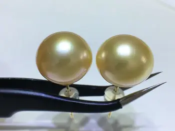 Невероятни обеци с перли от истинско злато Akoya 7-7,5 мм, Порцелан, 14 карата + кутия