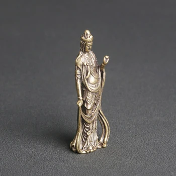 Нов коллекционный китайски Месинг издълбани Буда Клан-ин Гуан Ин, Изящни Малки фигурки, украси за дома, дрънкулки