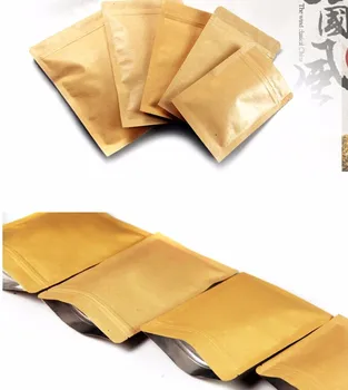 Пакети с капак от крафт-хартия с дебелина 0,28 мм с плоско дъно, сушени плодове, Хранителни продукти, Чаени торбички, отново закрываемые Жълти пакети от изработка-на опаковки Вътре в алуминиево фолио