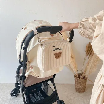 Персонални име Подвесная чанта за детска количка, Индивидуална Градинска Многофункционална чанта за майките с медвежонком, Чанти за съхранение на детски колички