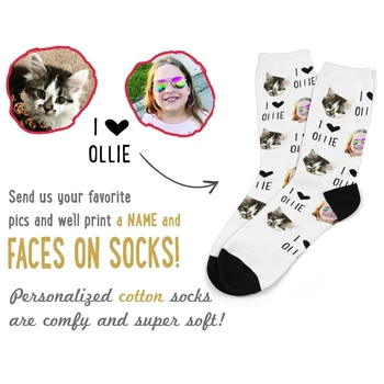 Потребителски чорапи с участието на лице, на сърцето и любовта, Персонални чорапи със снимки, Цветни чорапи за мъже и жени, забавни чорапи-джаджи, подаръци