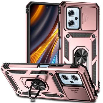 Пълзяща Камера Предпазва Калъф За Телефон Poco X4 GT Pro X4 X4 NFC 5G Околовръстен Притежателя Поставка Блиндирана Делото За Xiaomi Poco Pro X4 Case