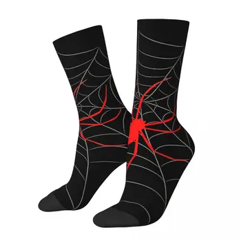 Ретро символ на Паяк в ЧЕРВЕНИ мъжки чорапи Унисекс, ново, подарък за чорапи Crazy Crew с чертеж