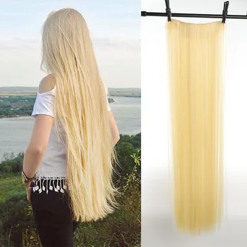 Синтетични директни 40-инчови пятикарточные удължаване на коса за ежедневна употреба от жени-натуралками топлоустойчива перуки