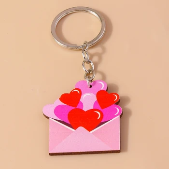Сладък плик под формата на сърце, ключодържателя с ключовете от колата, сувенирни подаръци за жени, мъжки висулки за чанти, ключодържатели, бижута, аксесоари САМ