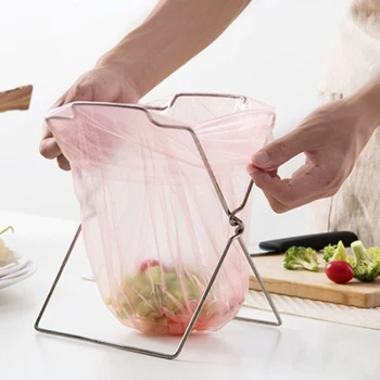 Срок за торбата за отпадъци от неръждаема Стомана с Плот за домашна Кухня Сгъваема закачалка за чанта за боклук Притежателя Органайзер Закачалка за кухненските кърпи