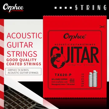 Струни за акустична китара Orphee TX620-P От среднеуглеродистой стомана с шестигранным сърцевина намотката от червена мед, Детайли и аксесоари за народната китара