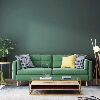 Тапети в скандинавски стил павлиньего цвят, начало декор, Обикновен тапет зелен цвят, ролка тапет за хол, спалня, украса на стените.