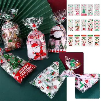 Торбички за опаковане на Коледни сладки, Коледни Целофан, Подаръчни пакети за партита, Фестивален пакет за бонбони, Сладко на Хелоуин, Весела Коледа R5W0