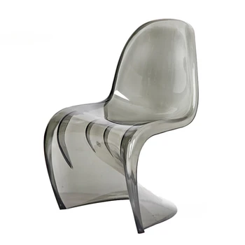 Трапезни столове от скандинавския пластмаса, Модерен Прозрачен акрилен стол за хранене, Творчески кристална стол с облегалка, Мебели за трапезария