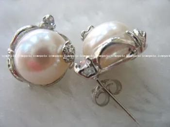 търговия на едро с обеци от бели перли 13-15 мм в стил барок